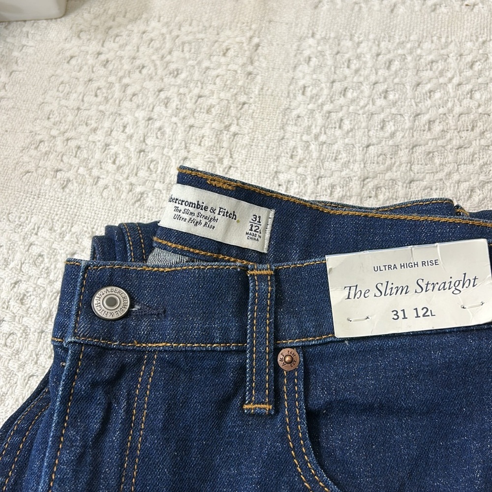 Abercrombie & Fitch Dark Blue Straight Leg Pants - Picture 6 of 6